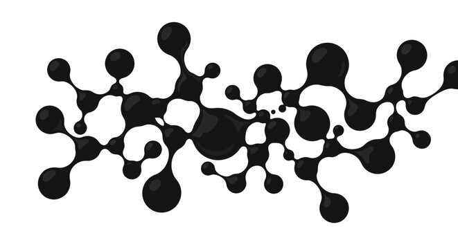 Abstract Molecular Structure with Black Connected Spheres on White Background