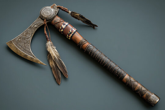 Native American Indian Tomahawk Concept, Traditional Weapon Representing Culture and Heritage