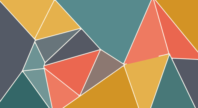 Abstract Geometric Pattern with Multi-Colored Triangles and Polygons