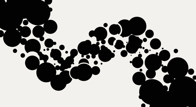 Abstract Wave Pattern of Black Circles on White Background