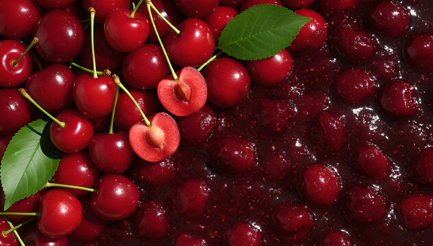 an appetizing backdrop for a menu featuring cherries and jam 
