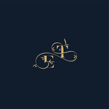 organic and luxury style design ET elegant leaf line concept wedding initial monogram letter