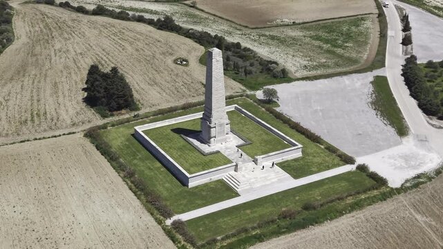 Aerial Drone View of Helles Memorial at Gallipoli Peninsula Canakkale World War I Memorial Turkey