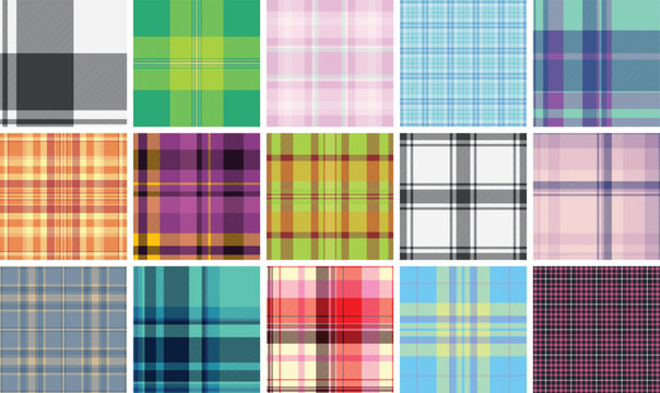 Menswear inspired plaid bundle for promotional graphics. The pack supports banners, ads, and seasonal campaigns. Vector scalability supports impact.