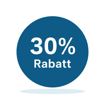 Thirty percent discount offer on a blue circle background