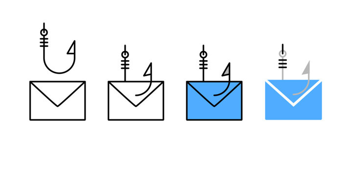 様々な配色が施されたフィッシングメールのアイコンセット