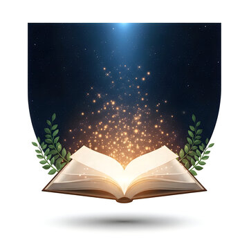 An open book revealing a galaxy of stars and cosmic wonder