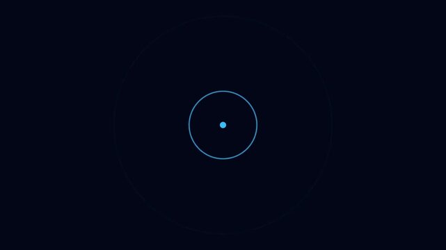 3D render of doppler pulse with expanding circular rings from center on dark background creating signal wave animation designed for science visuals, motion graphics and video overlays