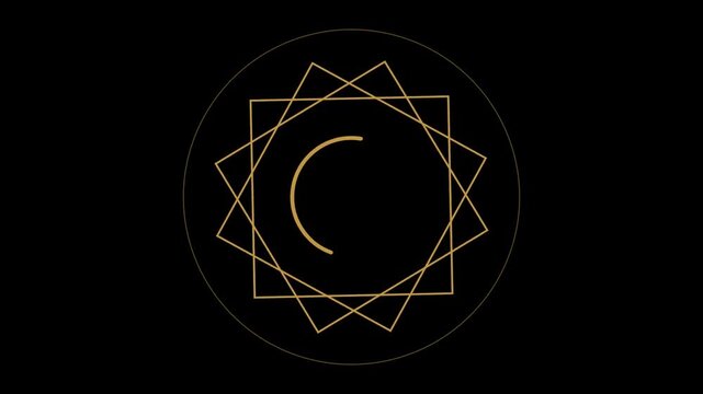 3D render of golden ratio spiral with rotating geometric wireframe on dark background creating abstract animation designed for design visuals, motion graphics and video overlays