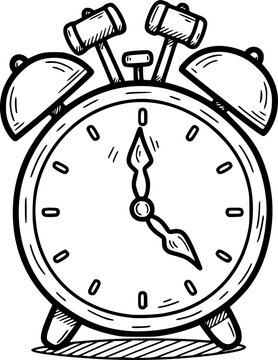Alarm clock icon in doodle style
