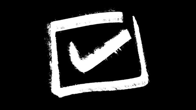Brush painted bold check mark symbolizes creative approval, minimal design, and positive affirmation in business presentations or educational materials.