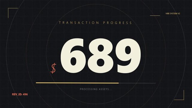 A digital graphic displays a transaction progress screen with a large dollar amount on a black background.