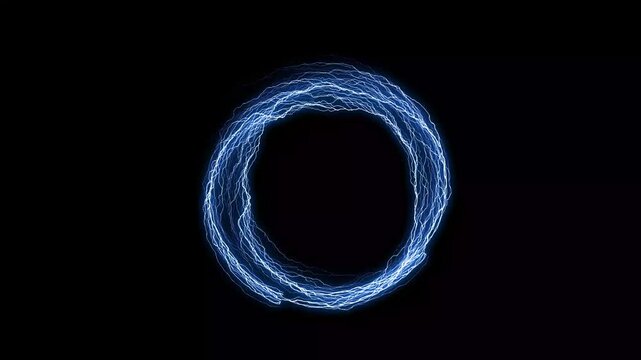 Thunder lightning striking effect animation, Lightning bolt glow isolated on black background. electric lightning FX animation, featuring glowing thunder arcs, energy spark burst. 4k video
