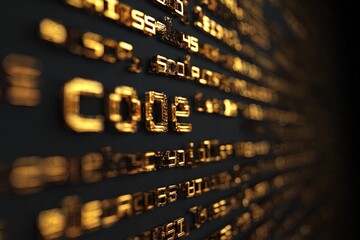 Fototapeta premium Binary code digital background in macro closeup, abstract data and technology concept. Ai Generative