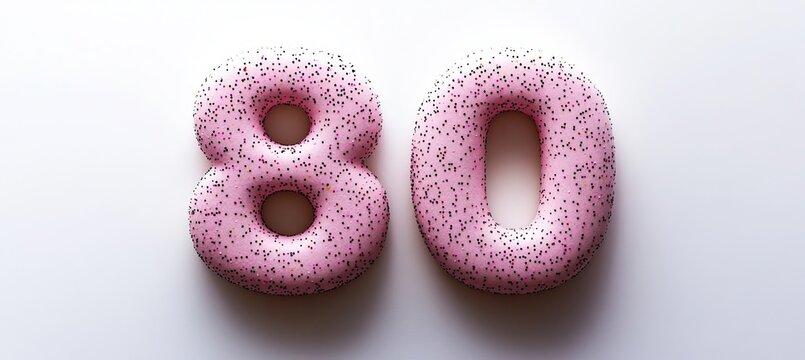 Delicious Pastel Pink Number Eighty Donut Dessert Artwork for Celebrating 80th Birthday Events