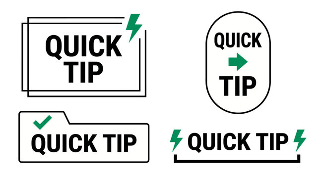 Quick Tip Label Badge Icon Set Vector Line