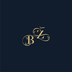 Fototapeta premium wedding initial monogram elegant leaf line concept BZ organic and luxury style design letter