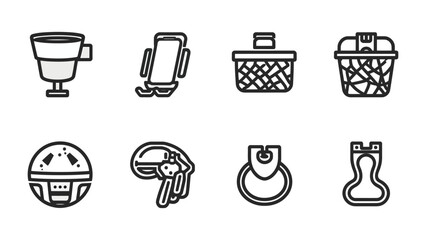 Fototapeta premium Minimalistic Icons: A collection of simple, minimalistic line icons, showcasing a variety of objects and items. Ideal for design.