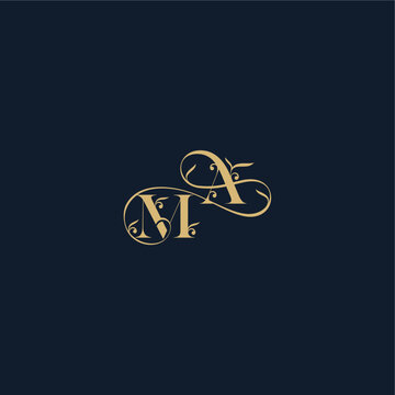 wedding initial monogram elegant leaf line concept MA organic and luxury style design letter