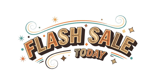 Flash sale today bold typography with decorative elements