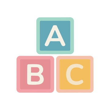 Colorful toy alphabet blocks stacked.