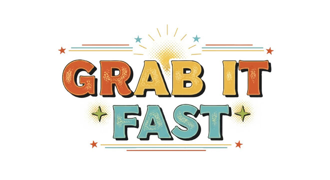 Bold text graphic design with catchphrase illustration