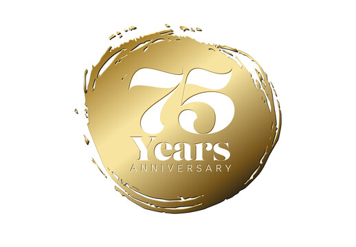 75 Years Anniversary Golden Brush Stroke Card Template