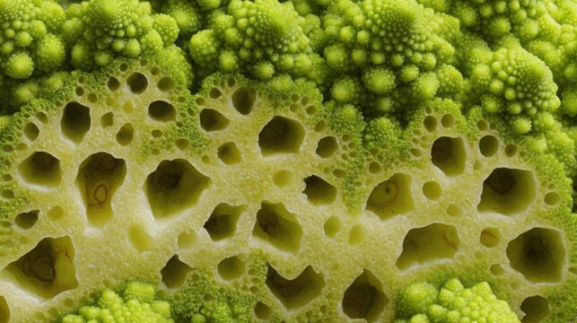 broccoli or romanesco cross section fractal pattern macro extreme detail natural geometry realistic texture