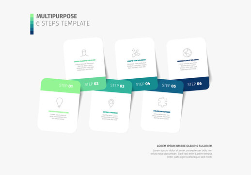 Modern Business Infographic Template with 6 Steps for Data Visualization