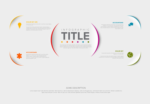 Modern Professional Infographic Template with Four Round Sections
