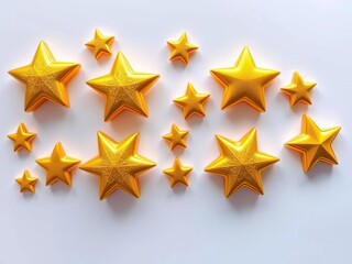Obraz premium Hand-drawn gold star icons isolated on white background, || hand-drawn, design