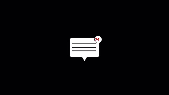 message box icon message animation New message 99+ Animated new message notification animation chat apps alerts and social media notification on transparent background in 4K animation