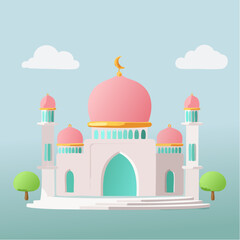 Fototapeta premium Mosque Dome 3D Render Minimal Islamic Architecture Isolated Background