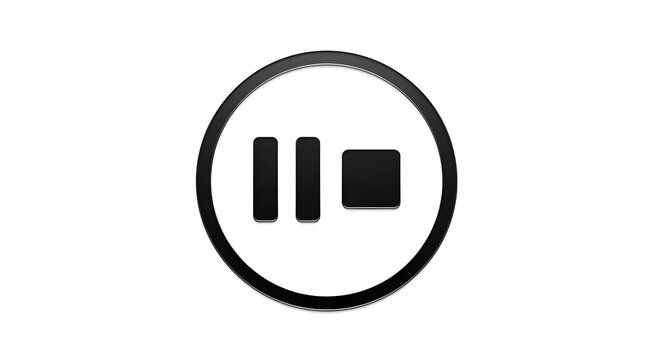 pause button icon, black pause symbol on white background