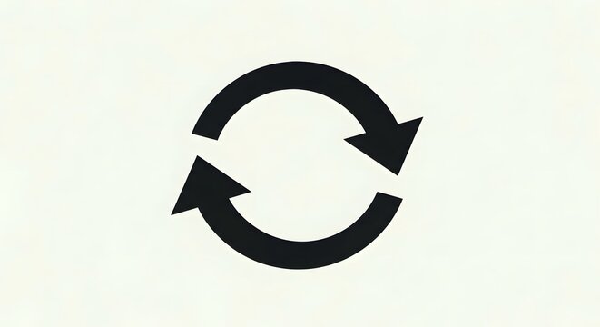 Black circular arrows icon on white background