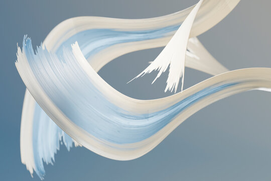 3D airy paint ribbon with soft blue sweep on gray field