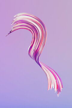 3D pastel brush arc with flowing pink stroke on soft violet