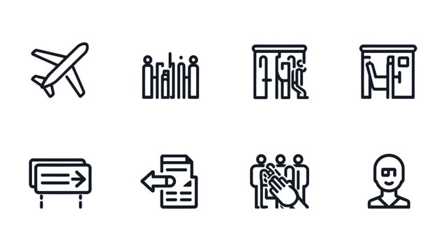 Journey Icons: Streamlined icons depicting the various facets of a journey, from transportation and check-in to guidance and passenger interactions, are displayed on this graphic.