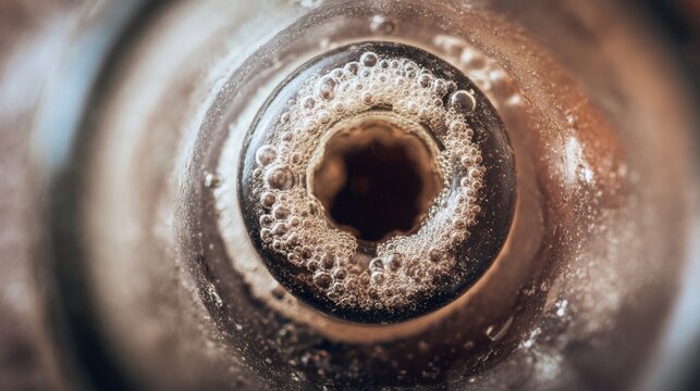 fermentation airlock bubbling on glass bottle macro detail homemade wine process rustic realism