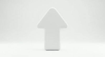 Fototapeta premium White Arrow Upwards on White Background