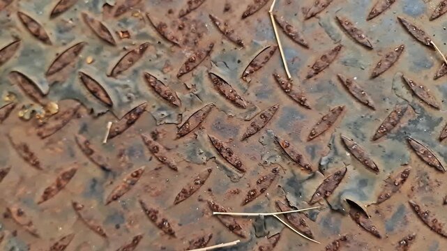 Rusted Diamond Plate Metal Texture Close Up 4K