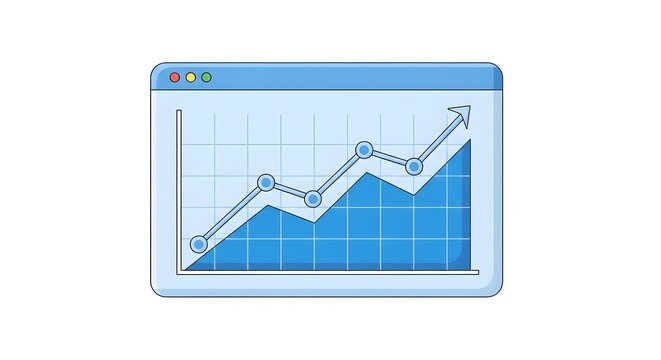 Financial growth chart showing upward trend on a computer screen with a grid background