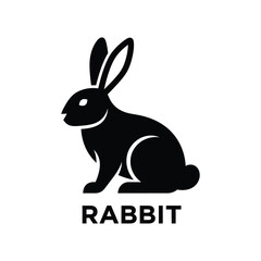 Fototapeta premium rabbit silhouette against a white background a simple black and white animal shape illustration high quality professional detailed modern elegant