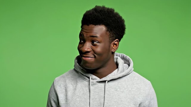 Young Black Man Shocked Expression on Green Screen