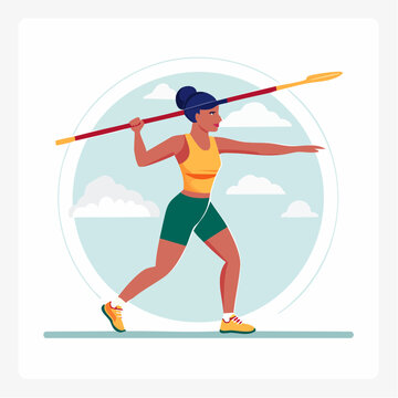 Woman Athlete Throwing Javelin