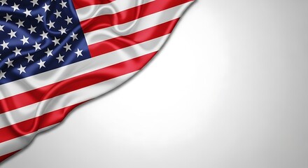 Fototapeta premium Celebrating flag day a waving american flag on a bright white background