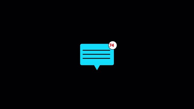 message box icon message animation New message 99+ Animated new message notification animation chat apps alerts and social media notification on transparent background in 4K animation