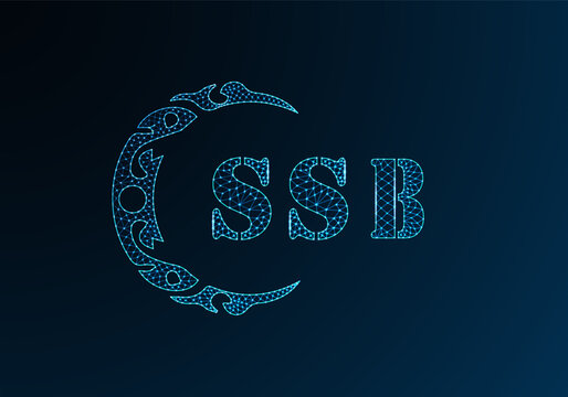 Low poly letter logo SSB design. SSB letter logo low poly vector design on blue color gradient background. SSB logo low poly design