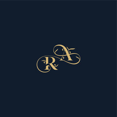 Obraz premium wedding initial monogram elegant leaf line concept RA organic and luxury style design letter