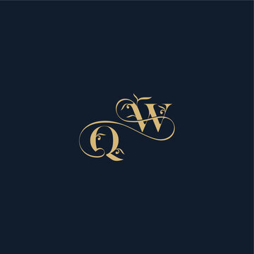 wedding initial monogram elegant leaf line concept QW organic and luxury style design letter